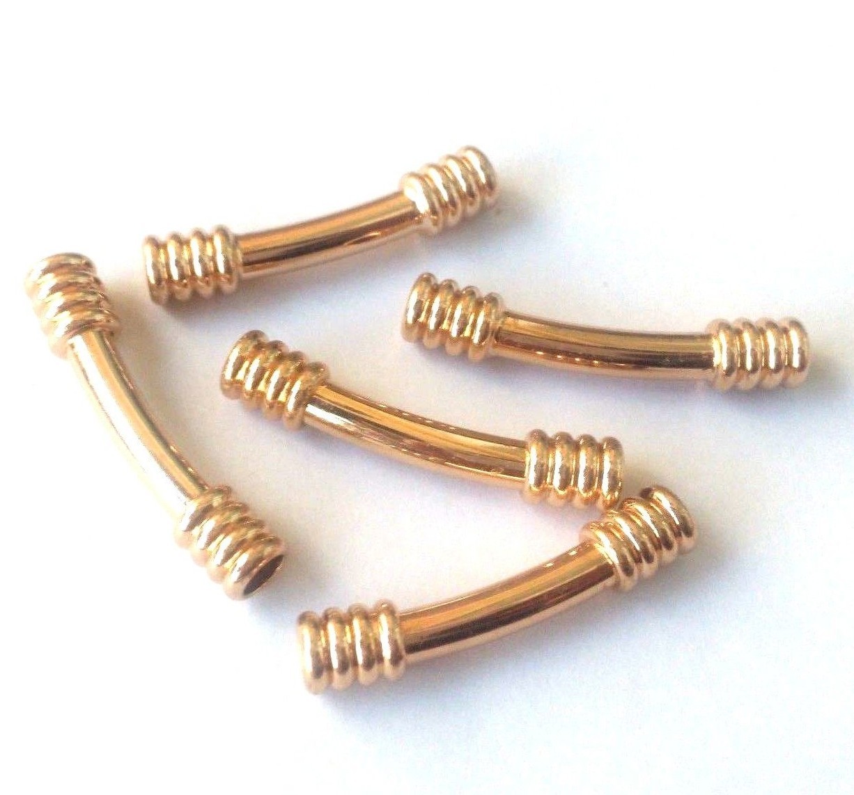shine curved tube spacer rose gold Dull silver Gold plated alloy jewelry supply