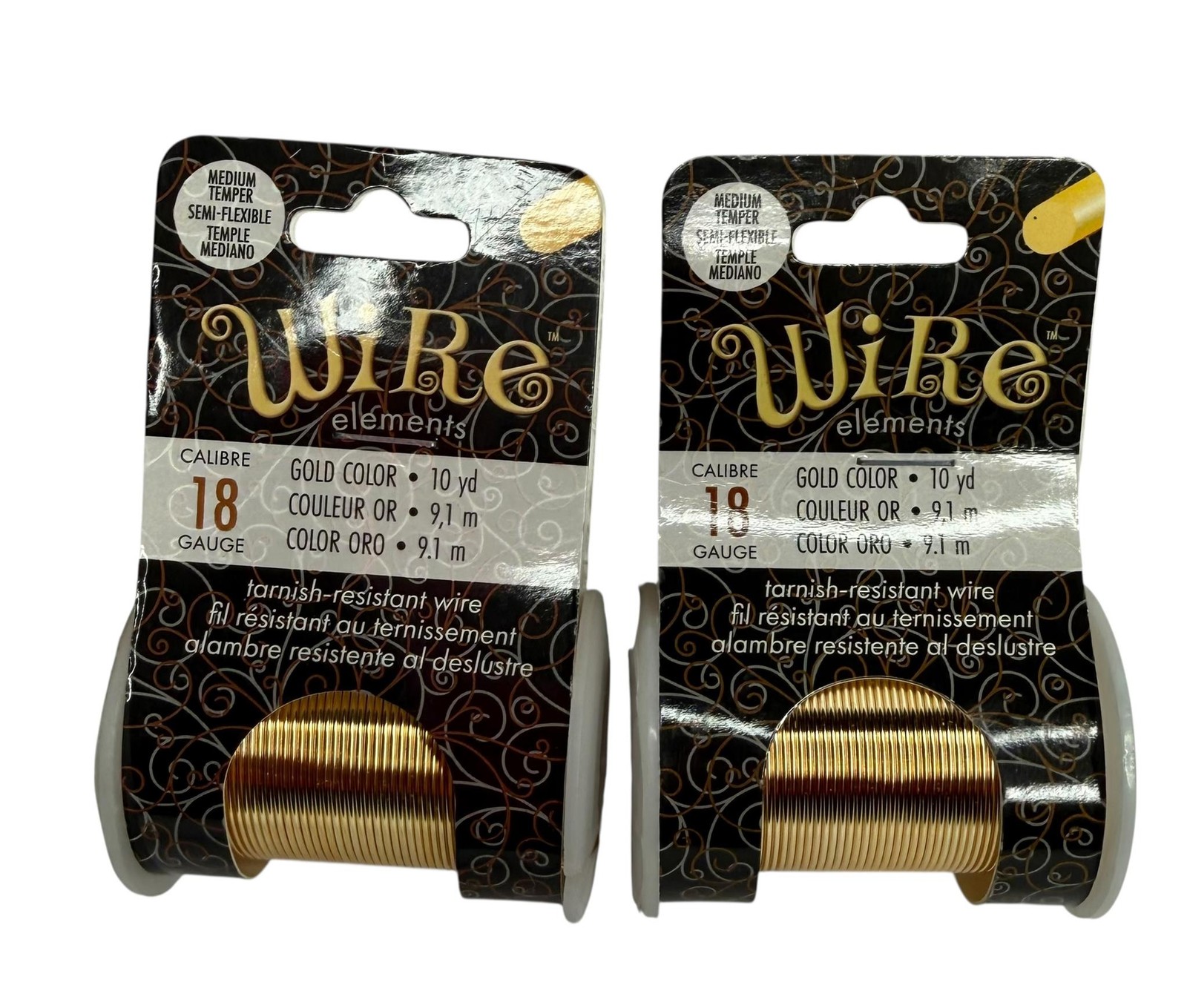 Lot 2 Beadsmith Wire Elements Copper 18 Gauge Med Temper Semi-Flexible Gold d6