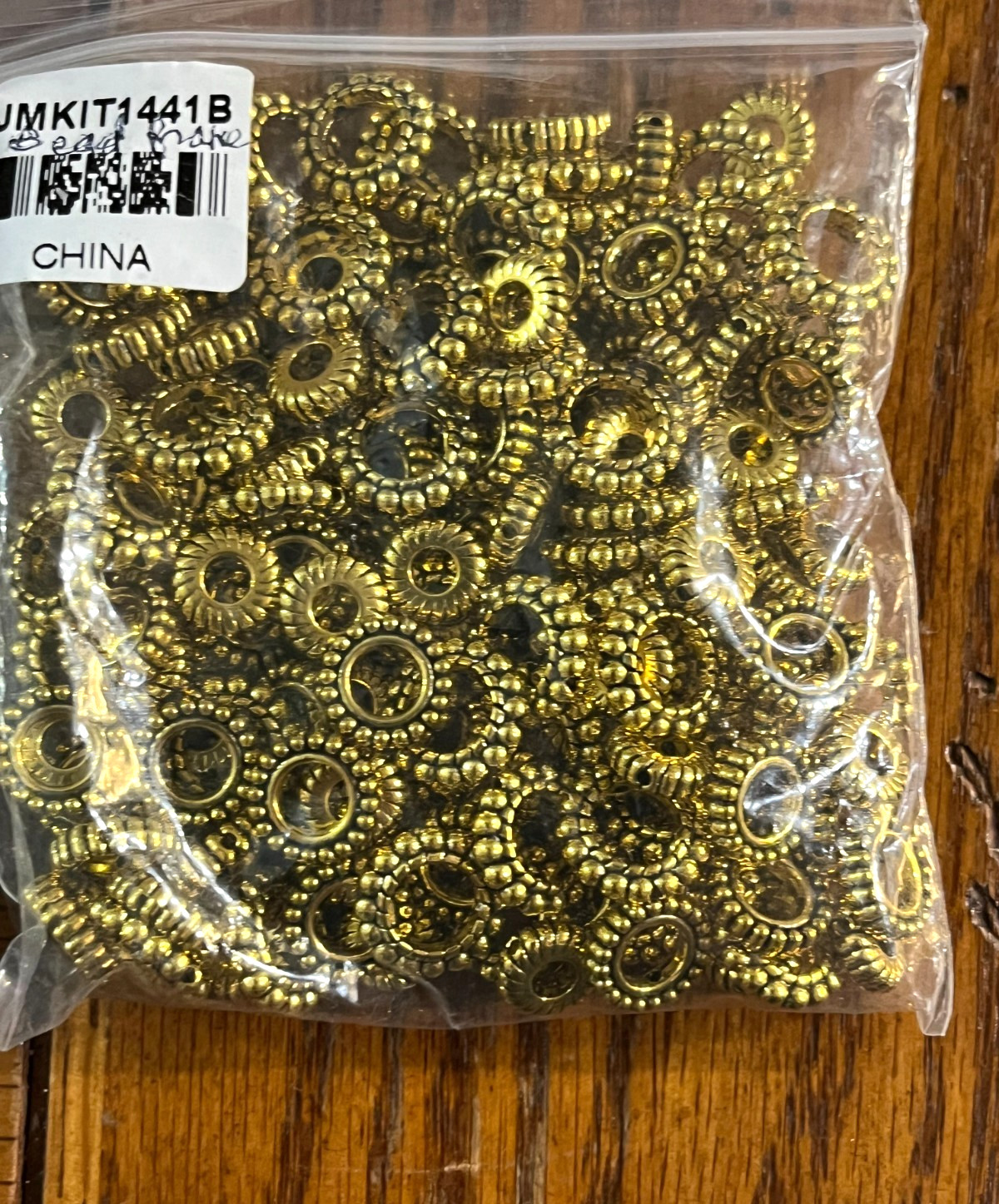 Set of Gold, Silver, Black Tone Metal Spacer Beads & Jump Rings Jewelry Making