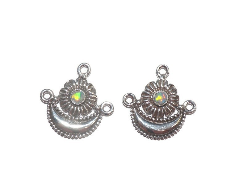handmade jewelry making Natural opal supply sterling silver fire opal connector