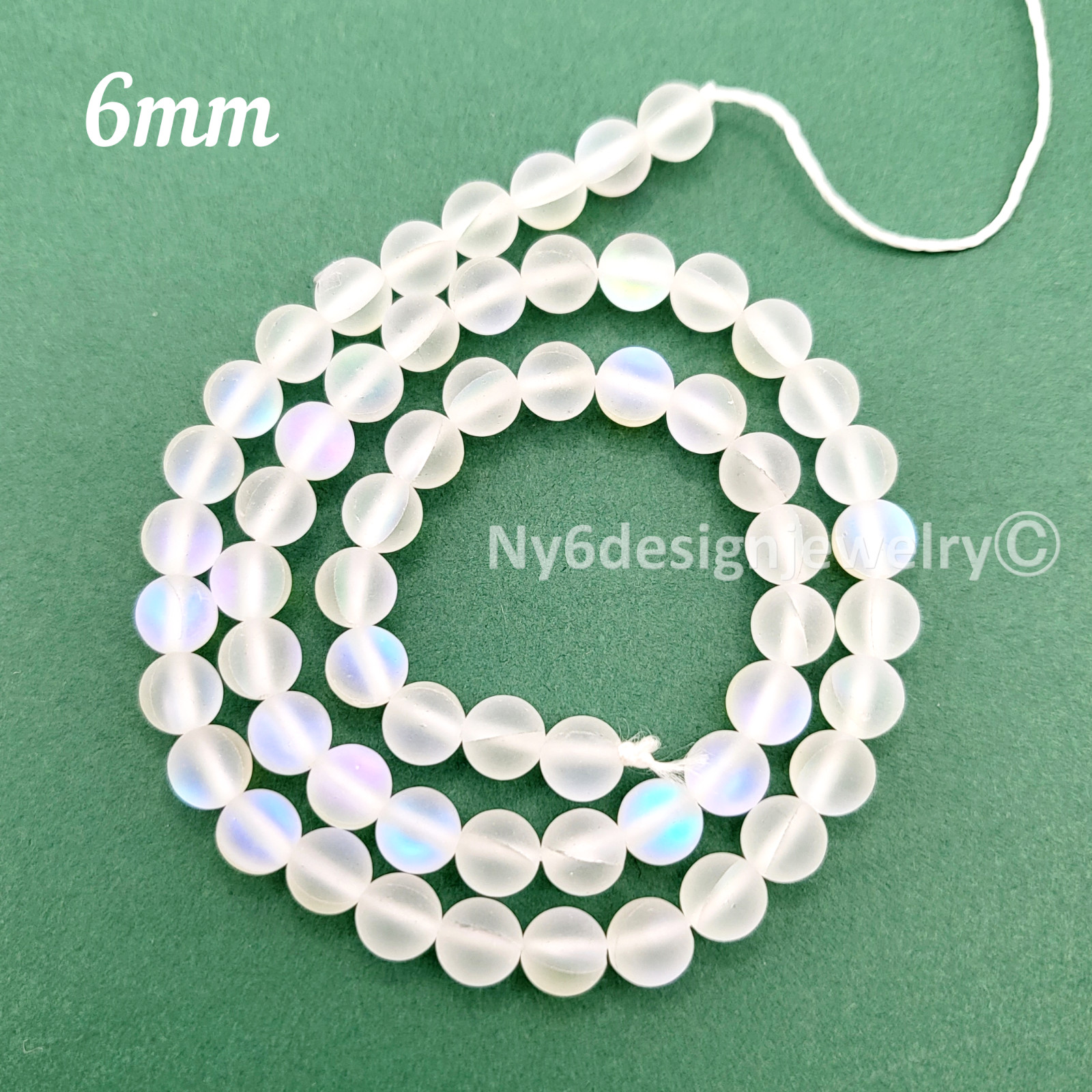 Matte Moonstone Color Iridescent Glass Beads Frosted Round Loose Beads Rainbow