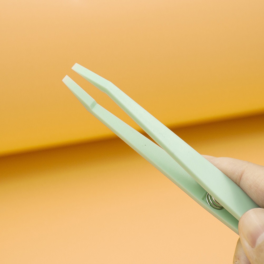 12Pcs Plastic Craft Tweezers Set Flat Tip for DIY Jewelry Stamps and Beads