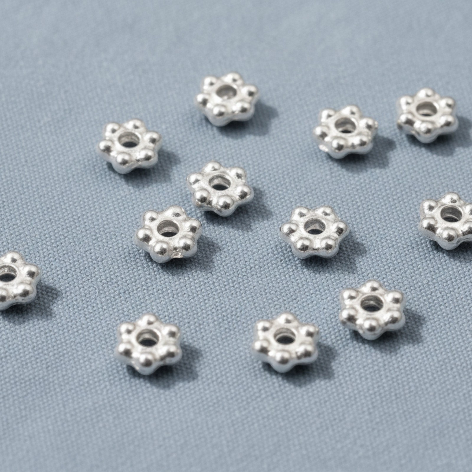 500 Bright Silver 3mm Daisy Spacers: Bulk TierraCast Heishi Beads