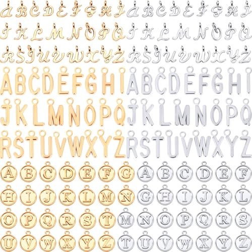 156Pcs/6 Sets Alphabet ABC Letter Charms 3 Styles Capital A KC Gold and Silver