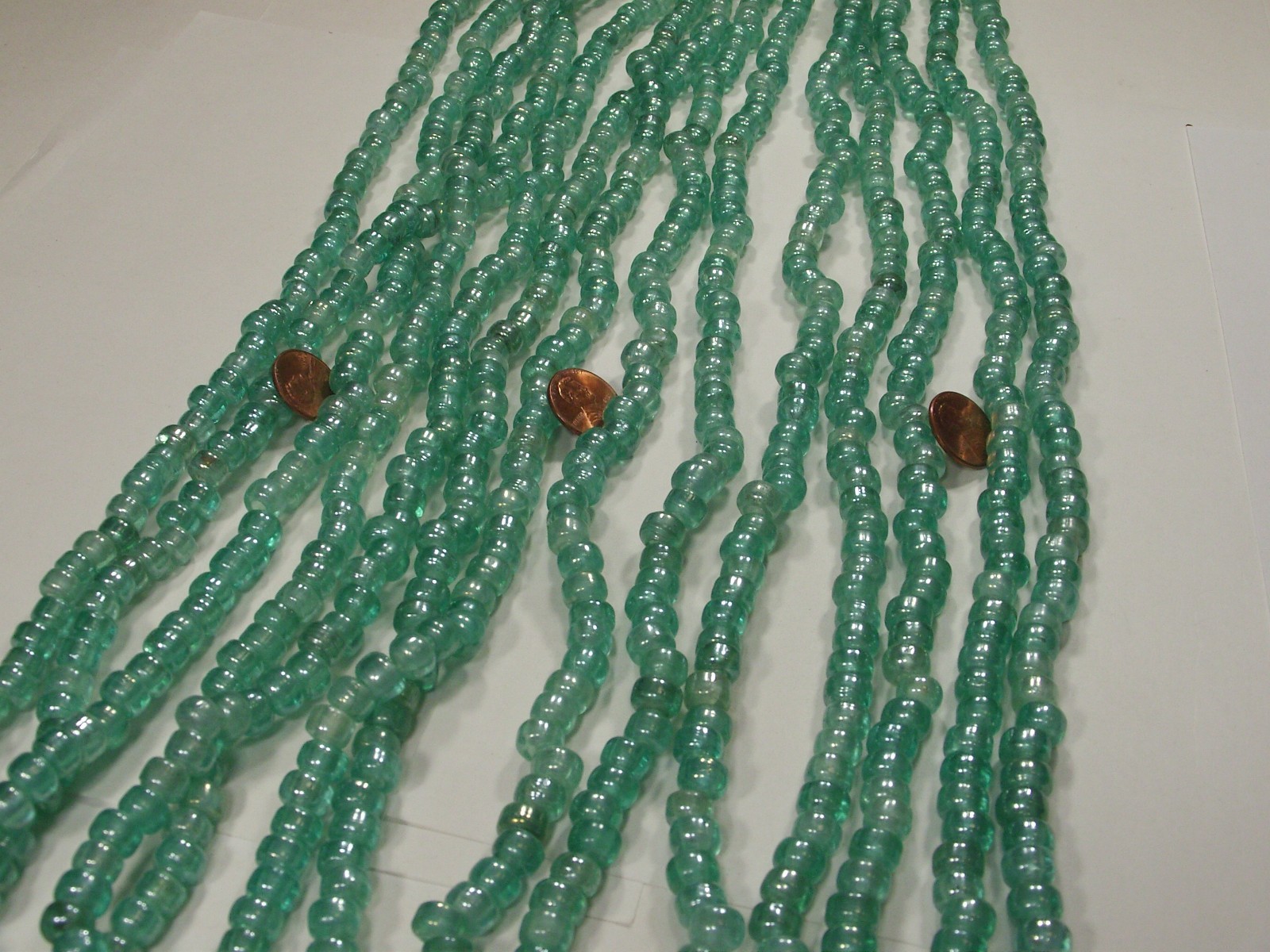 15 Strands 22″ Seafoam Blue Pony Glass Beads Wholesale Bulk Lot (6mm x 9mm) (C)