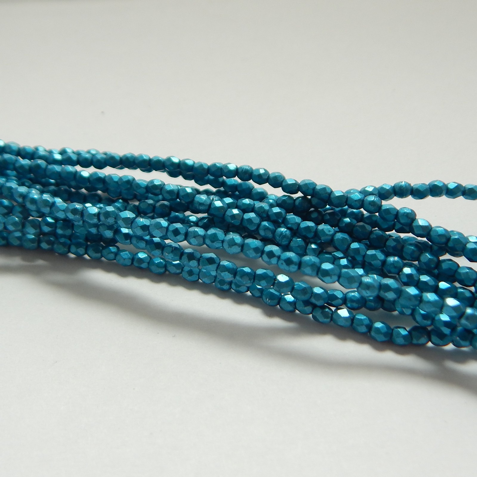 100 Beads – Fire Polished Faceted 2mm Metallic Shaded Spruce – Czech Glass