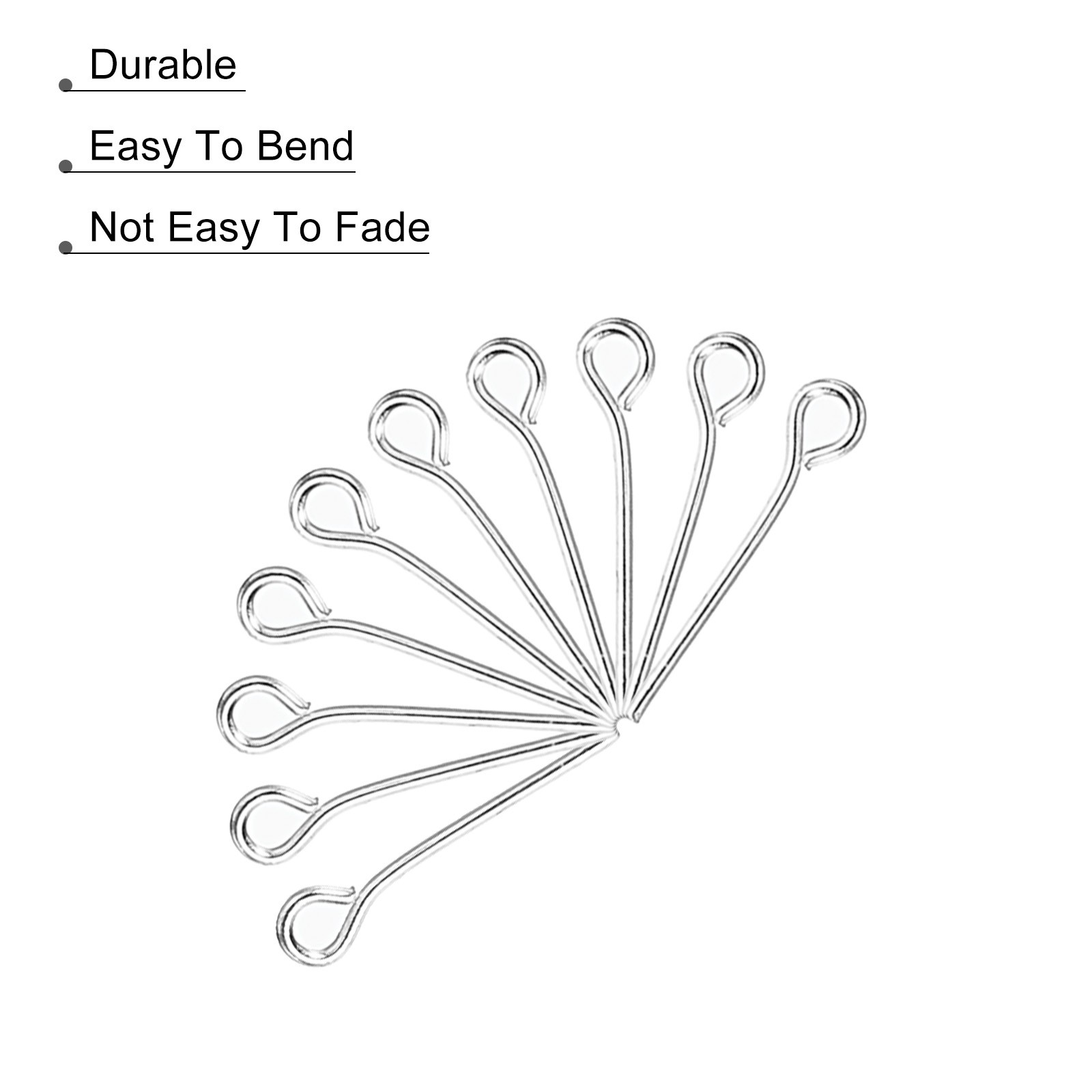 500Pcs Eye Pins Jewelry Findings Eye Pins 16mm Iron Eye Pins Silver