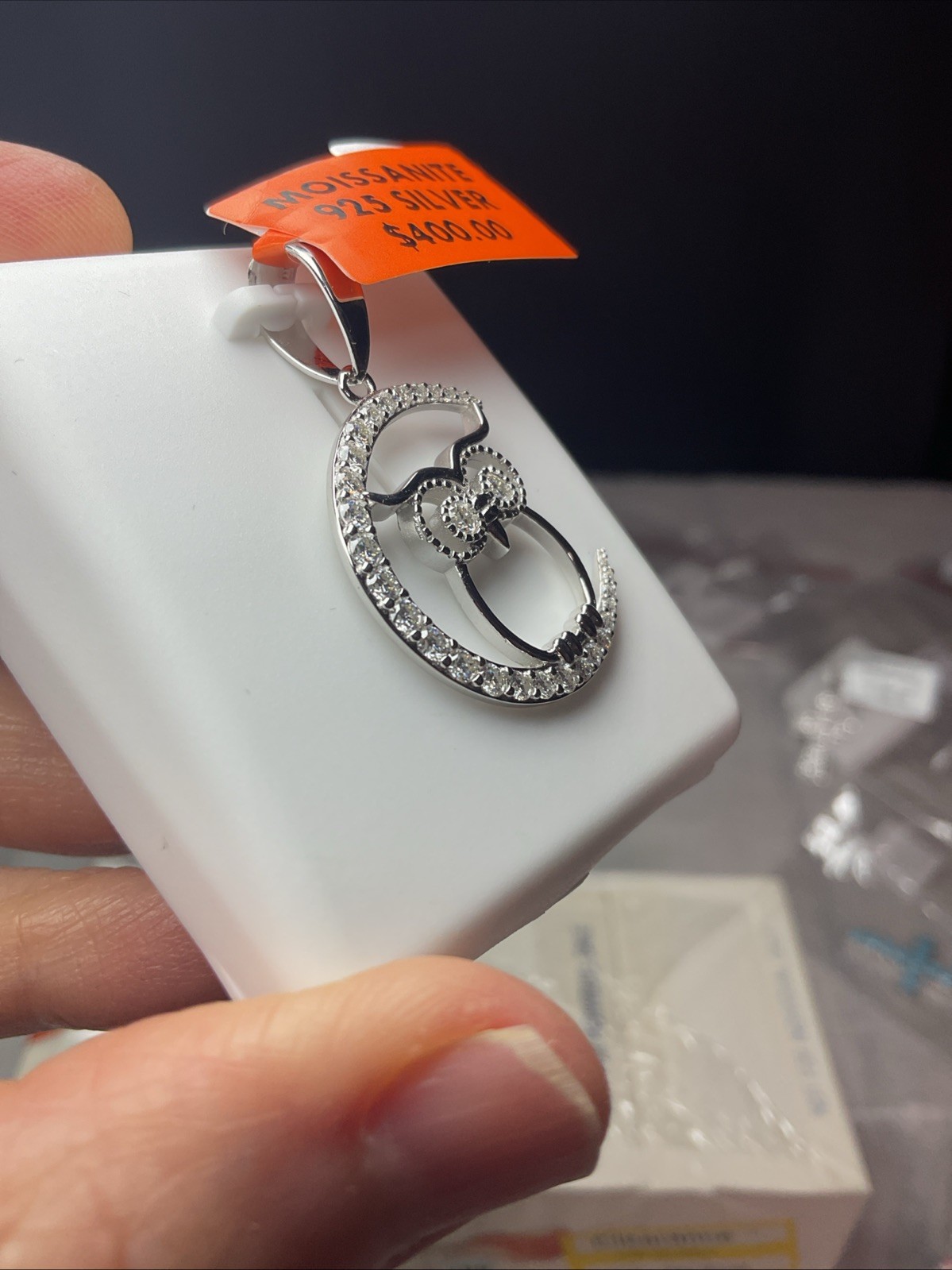 Owl Jewelry Pendant 1 ctw Moissanite 925 Sterling Silver