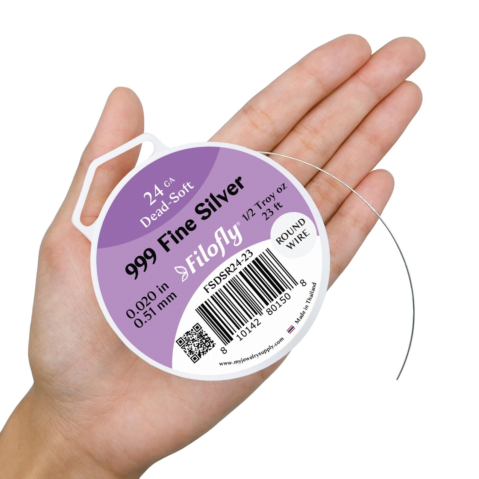 Filofly 24 Gauge 999 Fine Silver Wire Dead Soft Round 1/2 Troy Oz 23 Ft