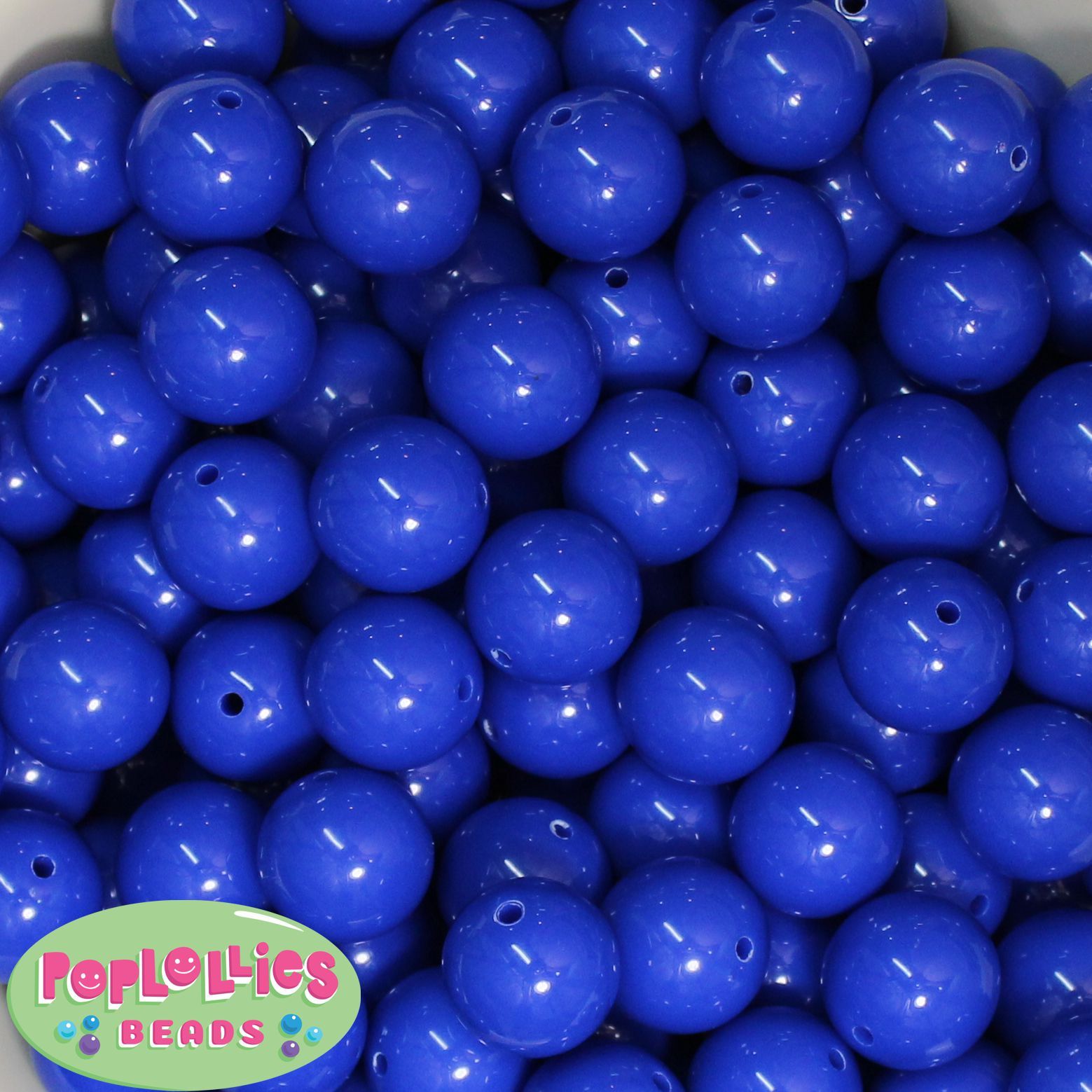 16mm Royal Blue Acrylic Solid Bubblegum Beads Lot 20 pc.chunky gumball