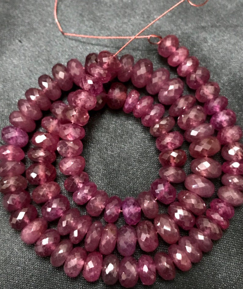 6-8 MM Natural Pink Ruby Faceted Rondelle Machine Cut Wholesale Gemstone Beads