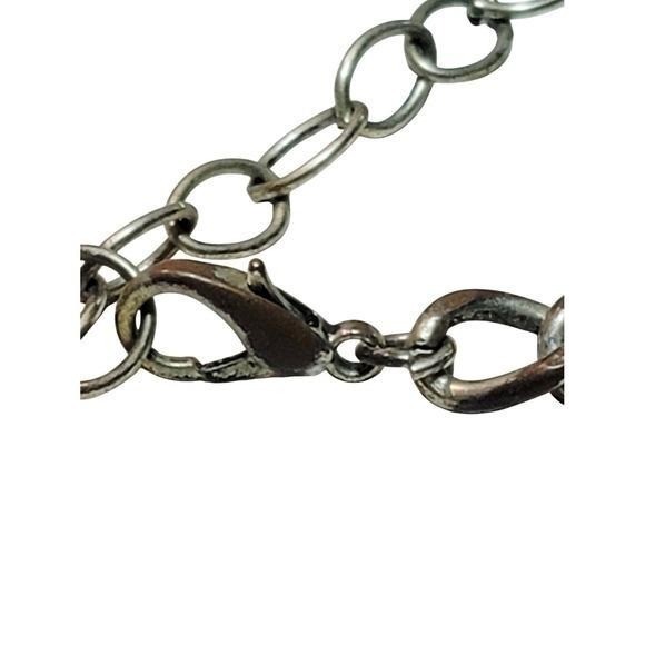 Vintage Silver Tone Chunky Necklace 20″ Acrylic Nugget Bead Chain Necklace