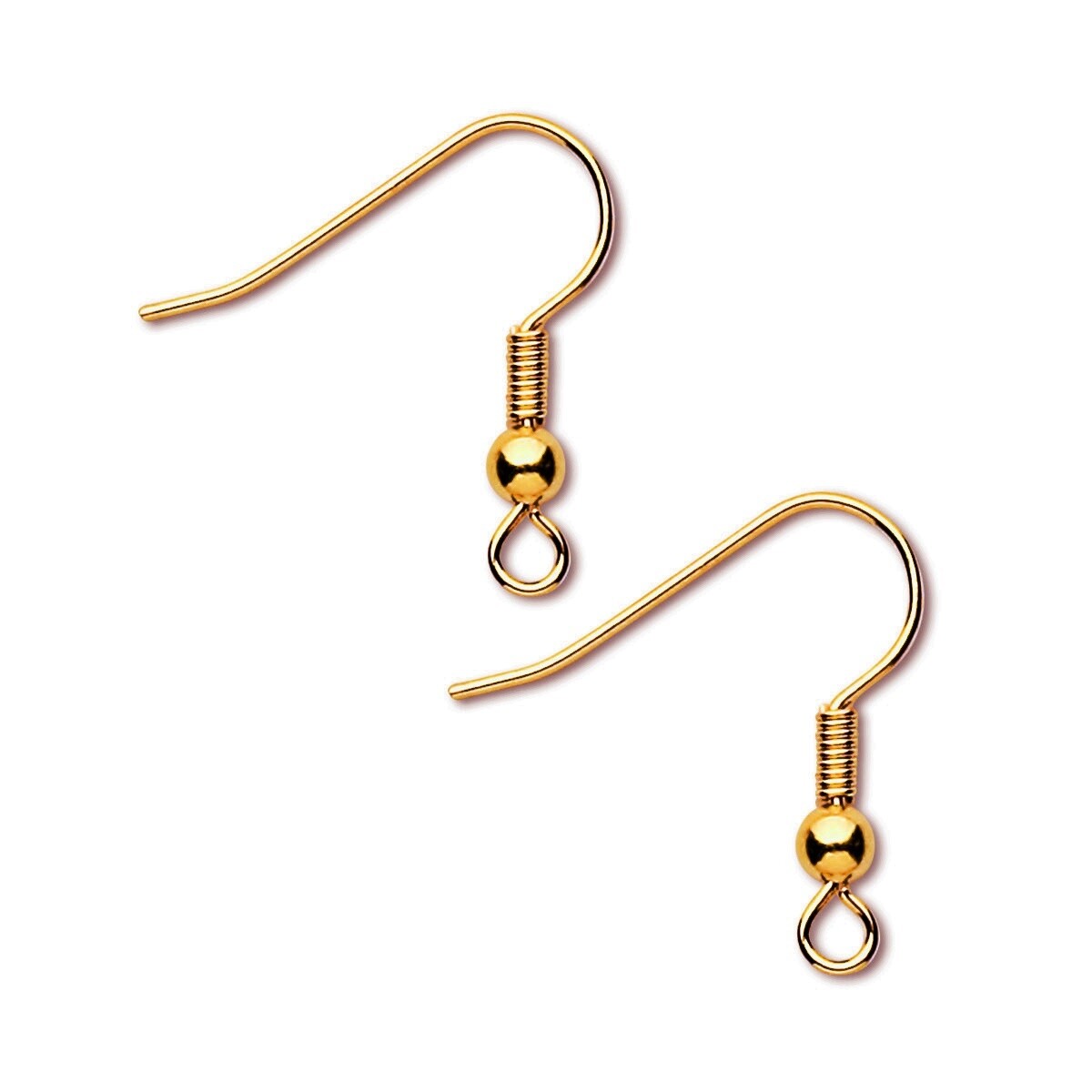 144 GOLD Plated Stainless Steel EAR WIRES Hooks EarWires w/ Coil + Bead Ball