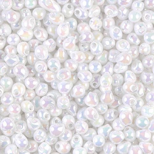 DP-471, White PEARL AB, 10g, 3.4mm drop/fringe beads, (db-75)