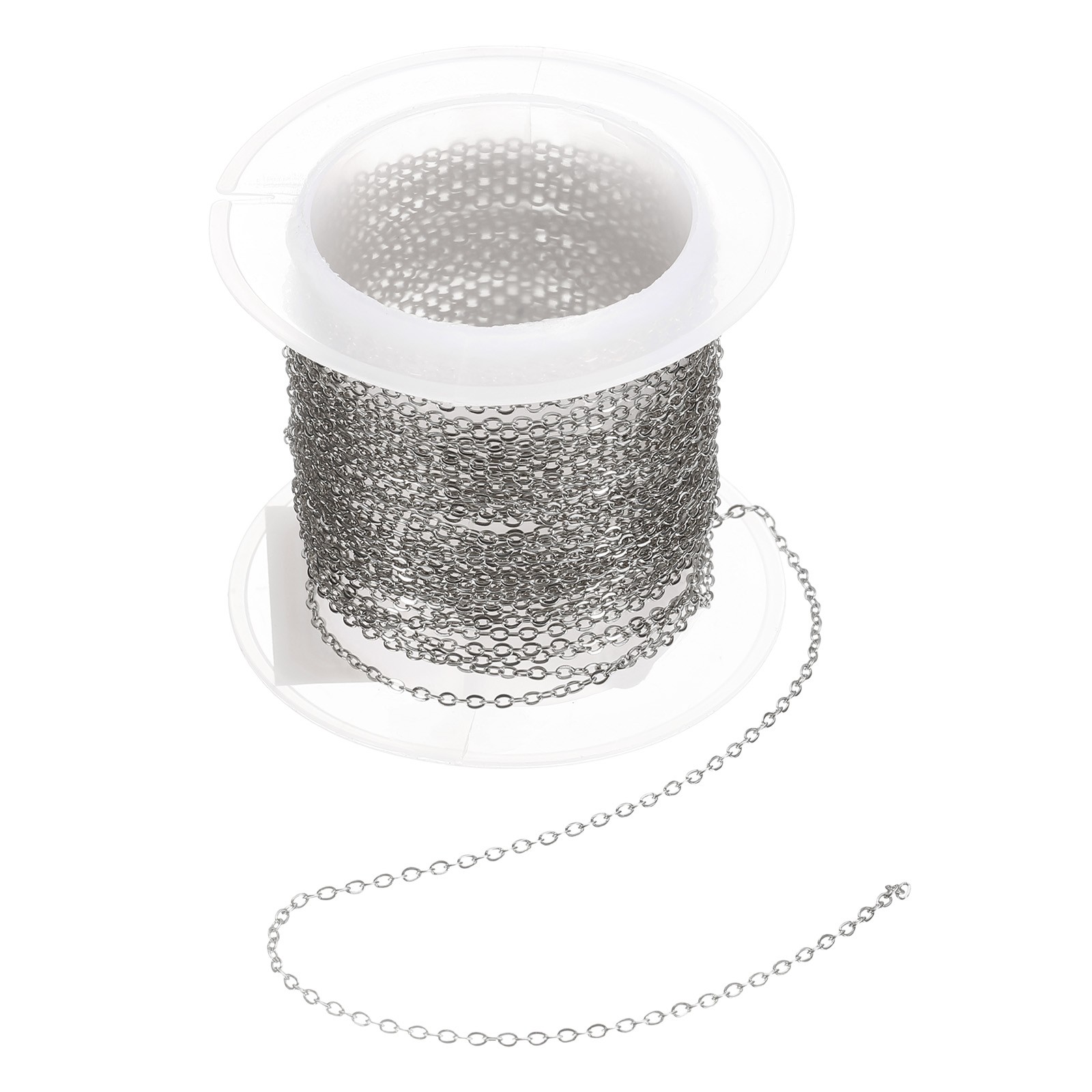16.4ft/5 Meter Stainless Steel Curb Chain, 1.2×0.3mm Flat Link Chain, Silver