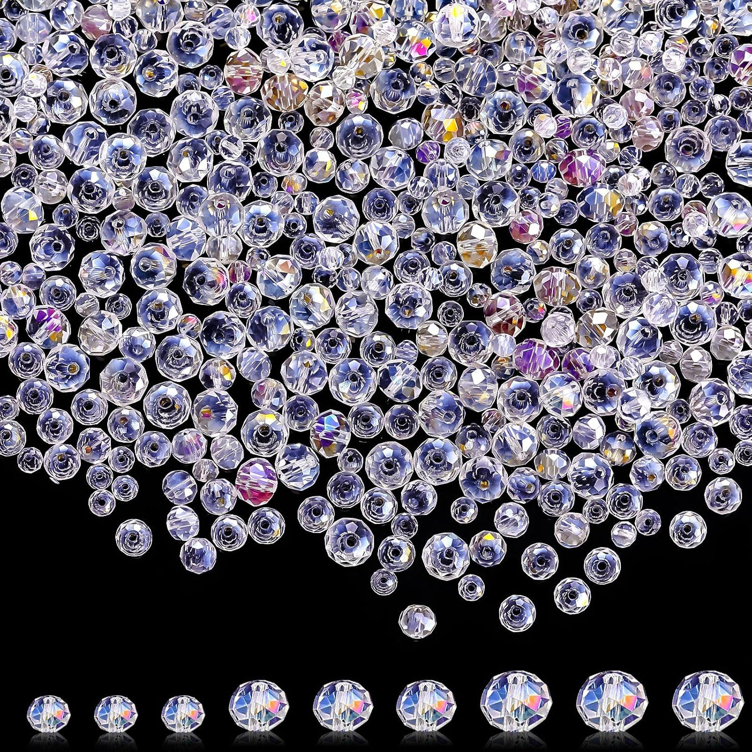 1000 Pcs Glass Beads Bulk Assorted Crystal Beads for Jewelry Making Colorful Fac