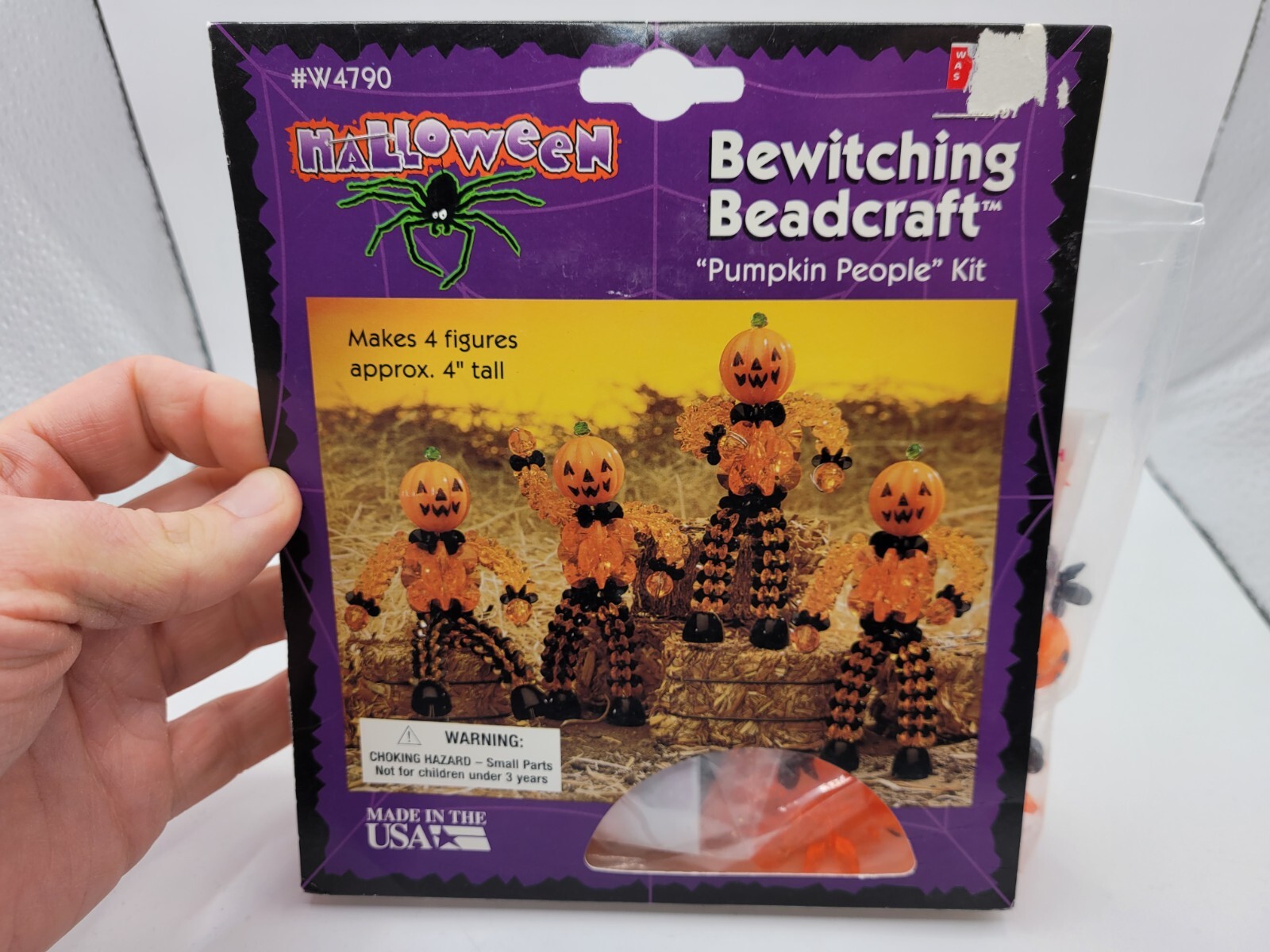 The Beadery PUMPKIN PEOPLE Bead Beading Halloween Ornament Kit Makes 4 Vtg
