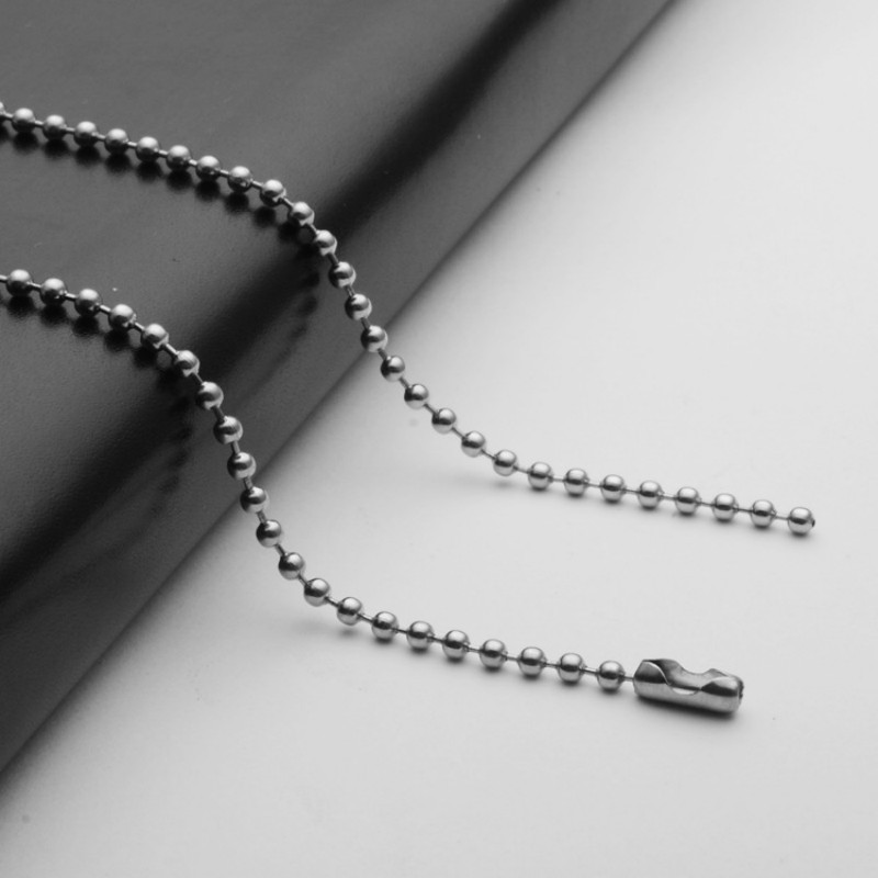 5pcs/lot Stainless Steel Round Ball Bead Chain Necklace Men Women 1.6/2/2.4/3mm
