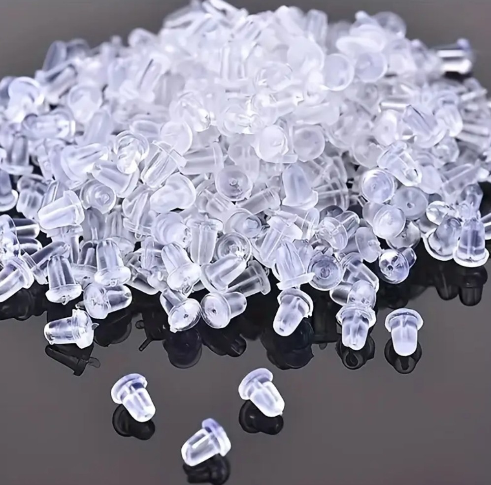 200Pcs Soft Rubber Earring Backs – Secure Fit for Stud Earrings-NEW