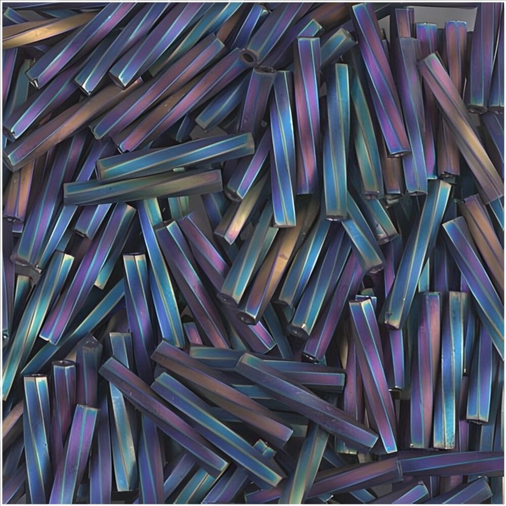 Miyuki Twisted Bugle Beads 2x12mm Matte Black AB 13GM