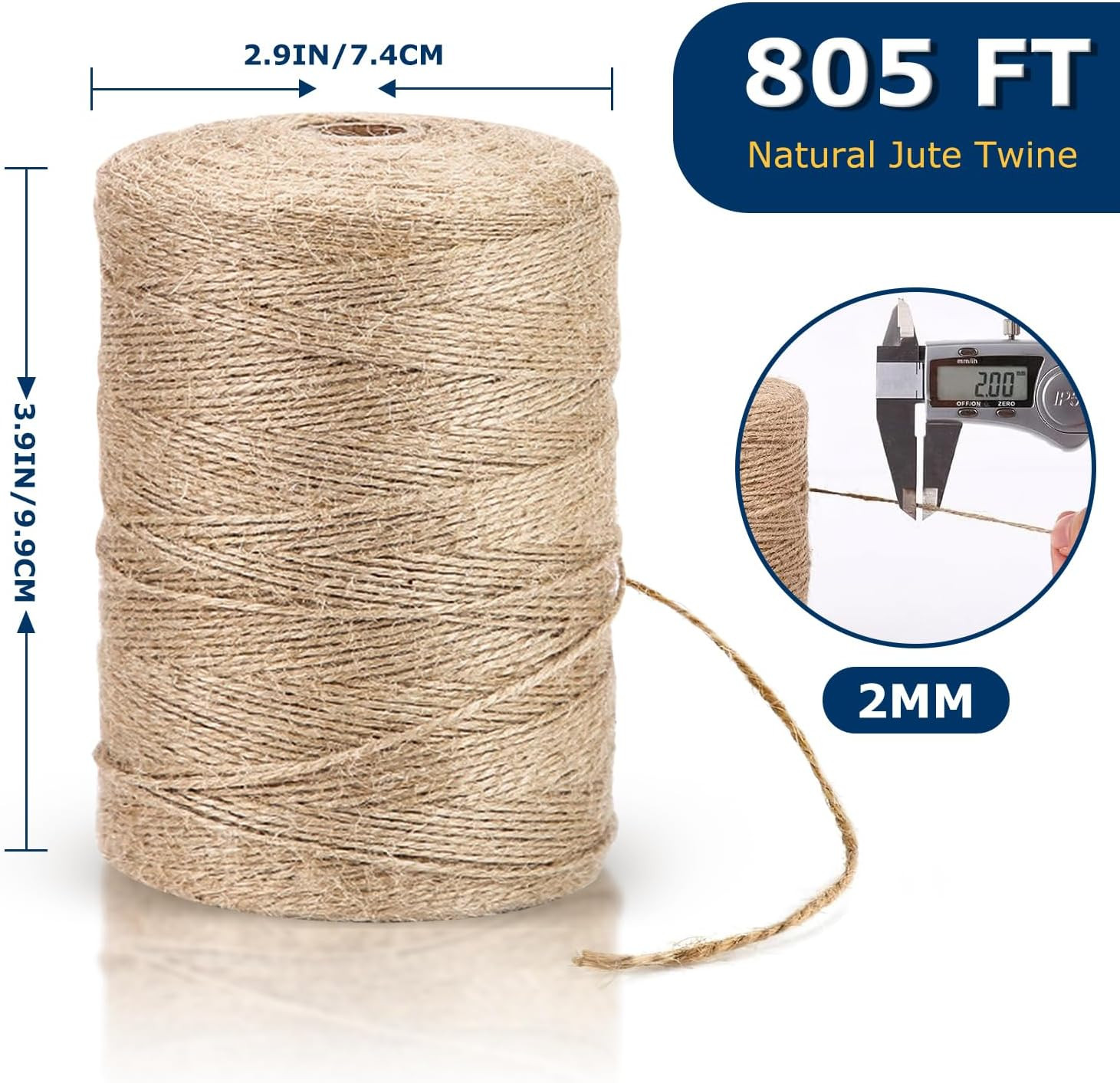 805FT Natural Jute Twine String, Bulk Hemp Jute Rope Cord Twine for Crafts Ga…