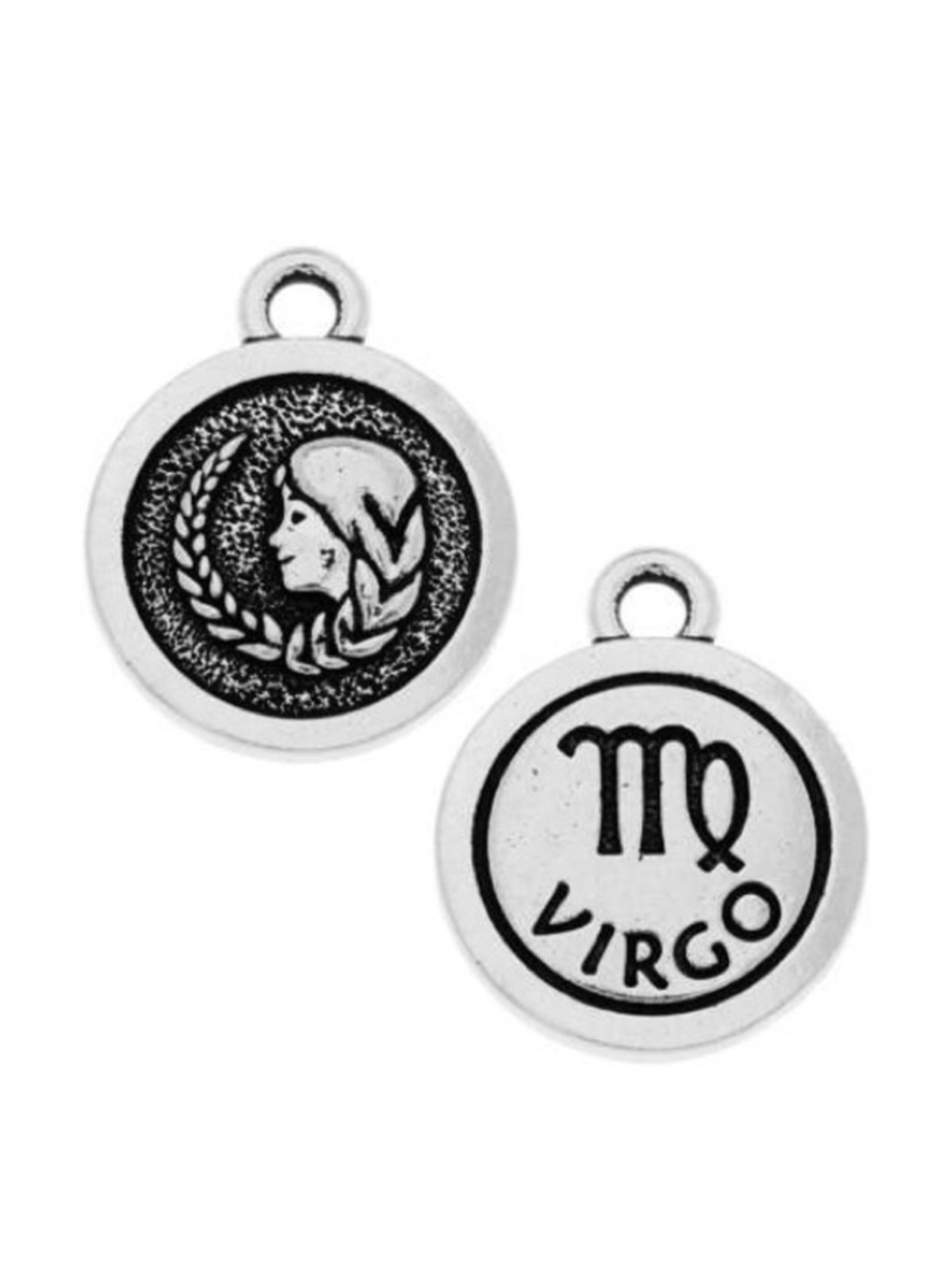 TierraCast Antique Fine Silver Plated Pewter Charms Zodiac Signs Two Sided New
