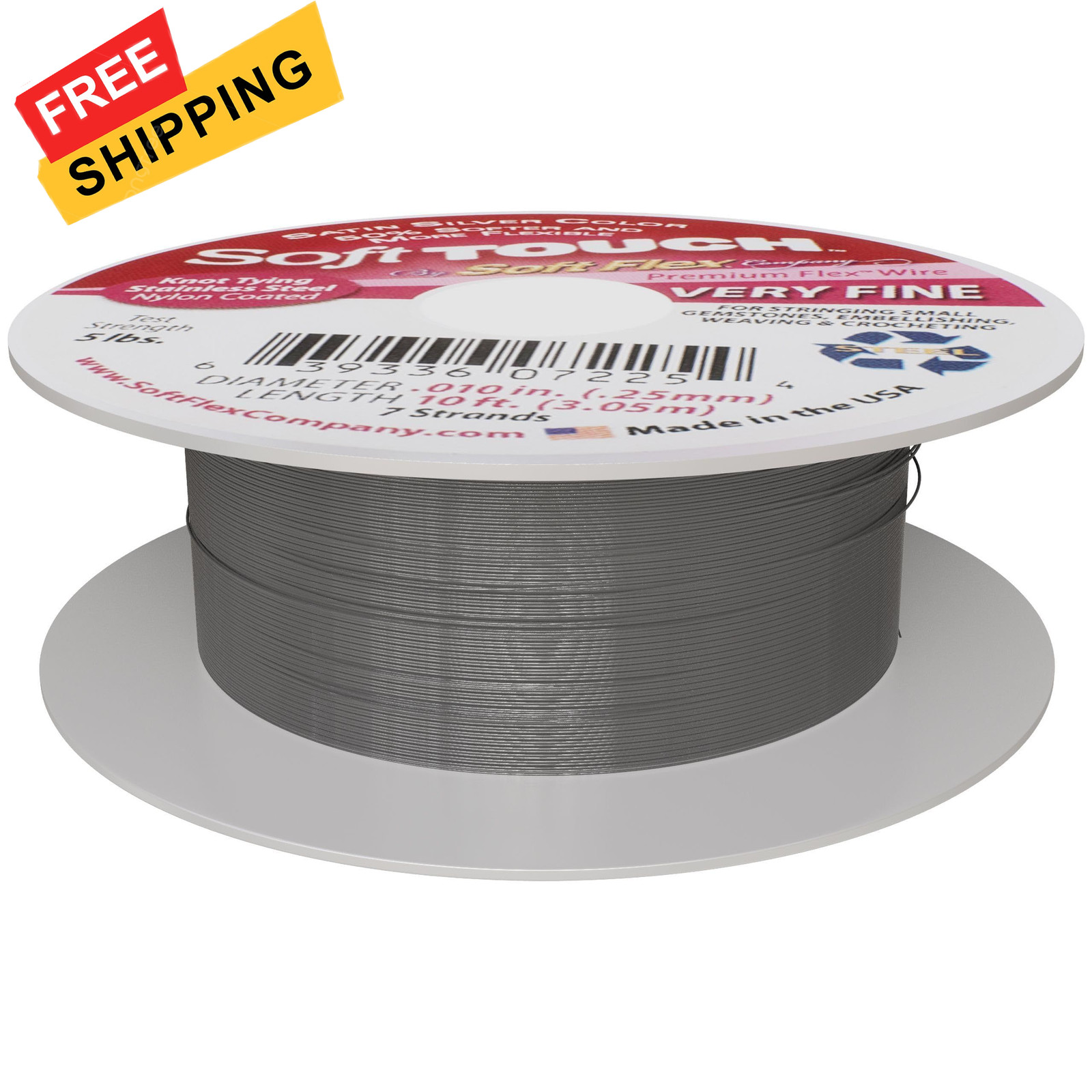 Soft Flex Kink Resistant Beading Wire – Very Fine 0.10 0.1 inches, Silver