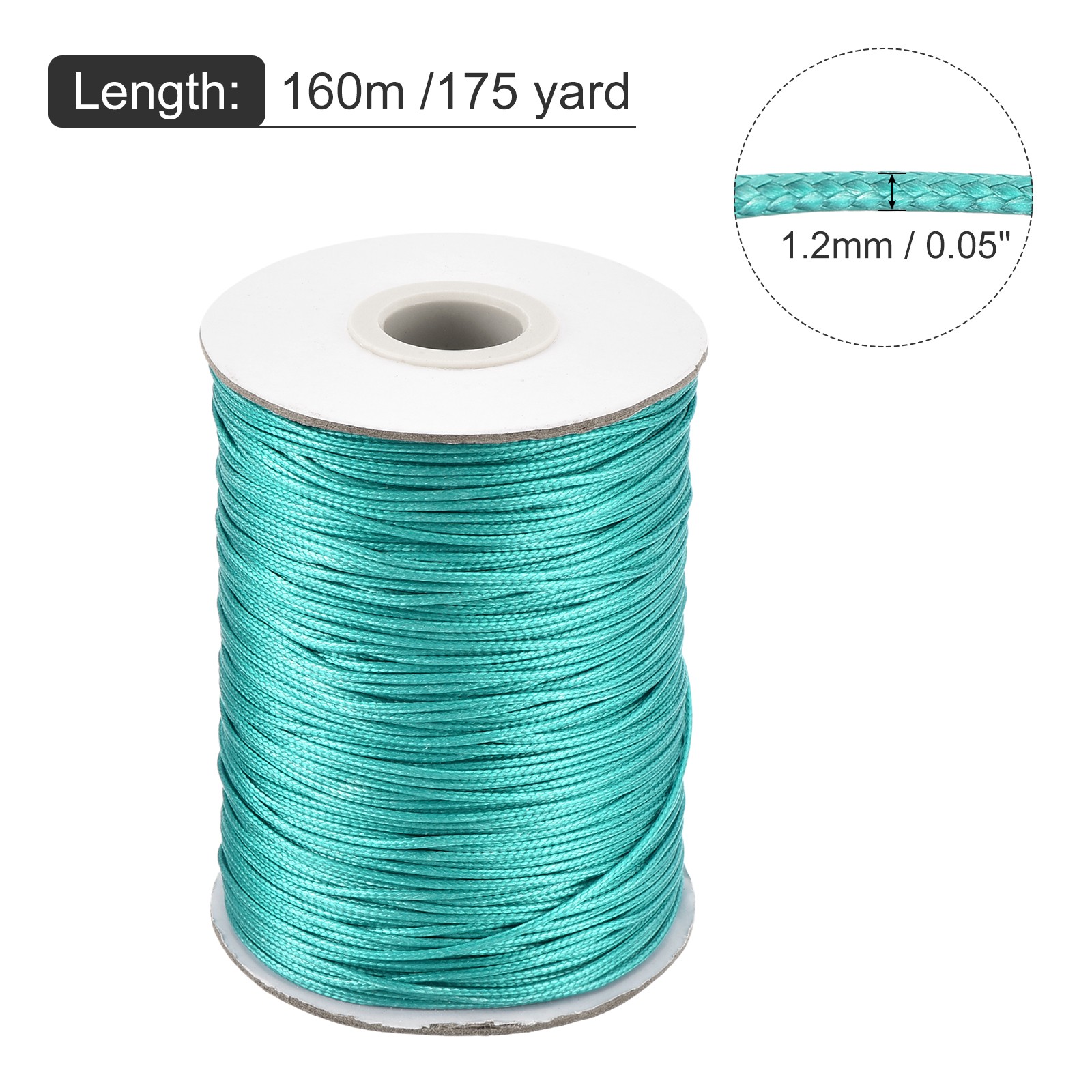Blue-Green 1.2mm Waxed Cord 175 Yard Wax Bead Thread String for Jewelry Make