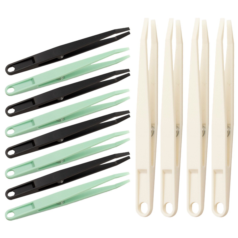 12 Pcs Rubber Tip Tweezers for Jewellery Making Plastic Precision