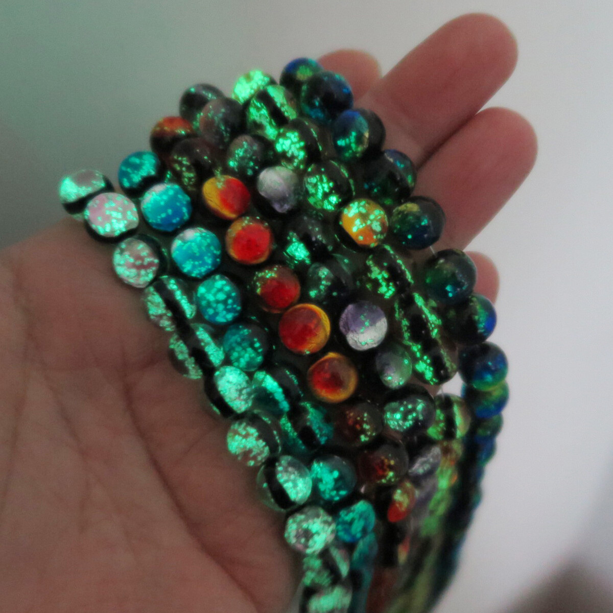 5pcs Round Luminous 8mm 10mm 12mm Two-sided Handmade Lampwork Glass Loose Beads