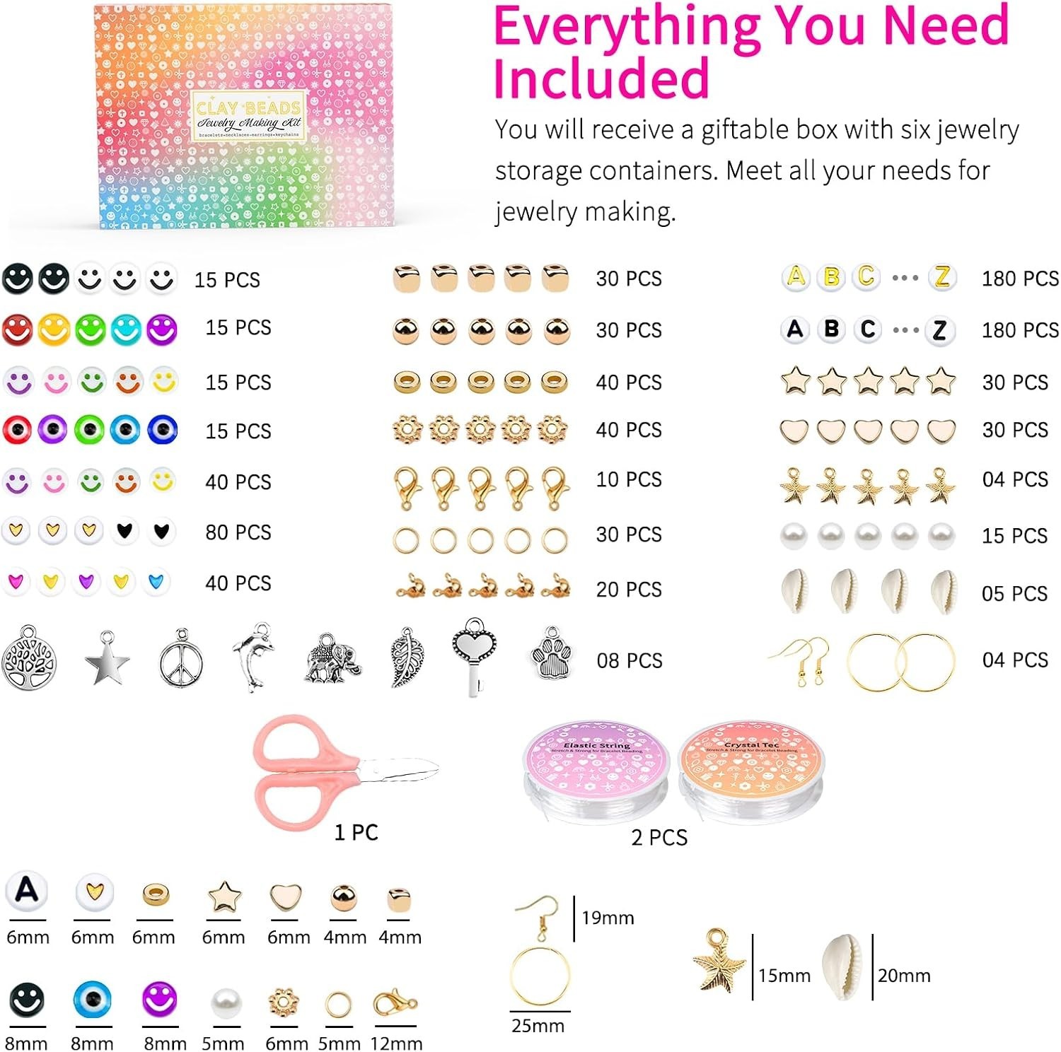 Polymer Clay Beads DIY Bracelet Kit – 120 Colors