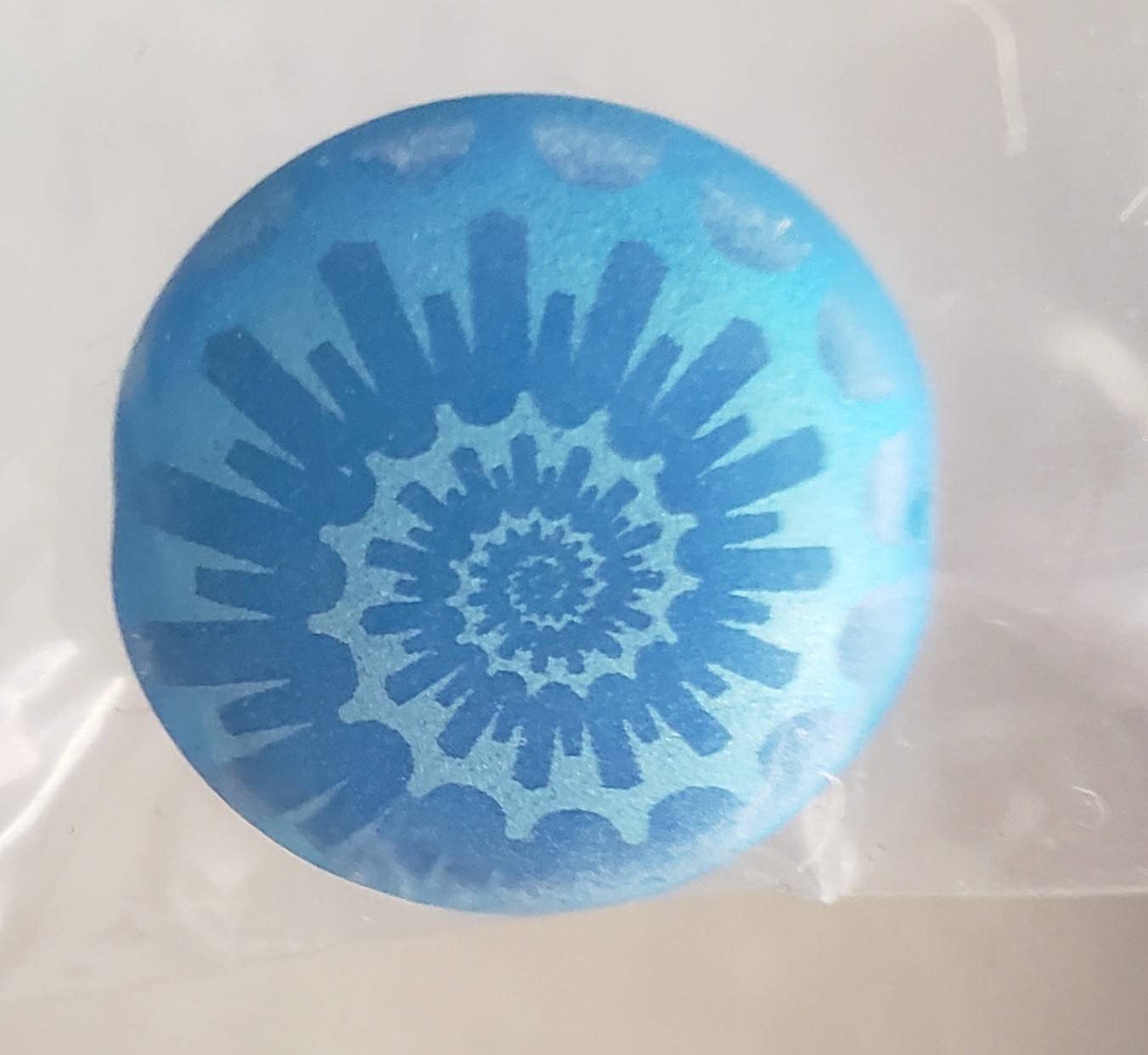 Czech Laser Tattoo Matte Cornflower Blue 20mm Glass Bead 1 Piece (#A1)