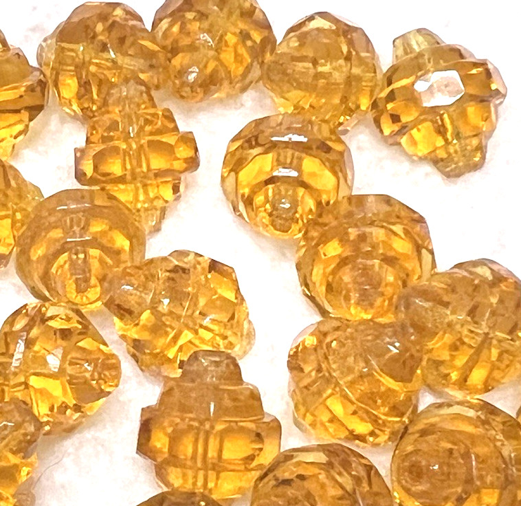 23 Vintage Art Glass Beads Light Amber Stacked Deco Bicone 5/8 L x 1/2 W