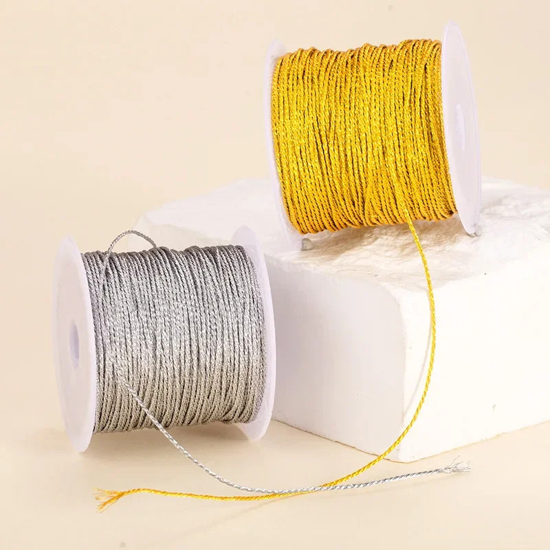 0.2-1MM Metallic Ornament String Silver Gold Color Cord Jewelry Thread for Chris