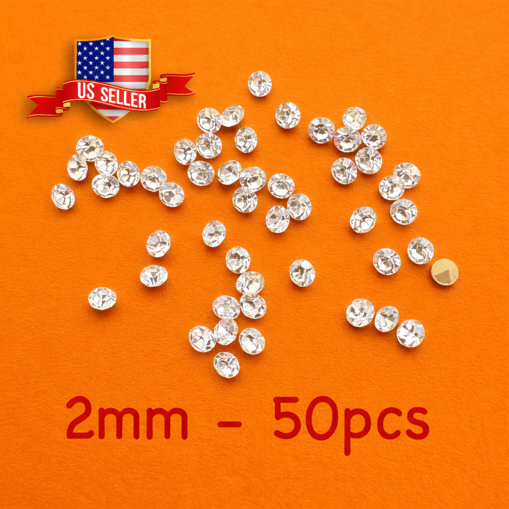 50 pcs 2mm 13pp Round Foil Back Crystal Rhinestones Jewelry Repair Artwork Craft