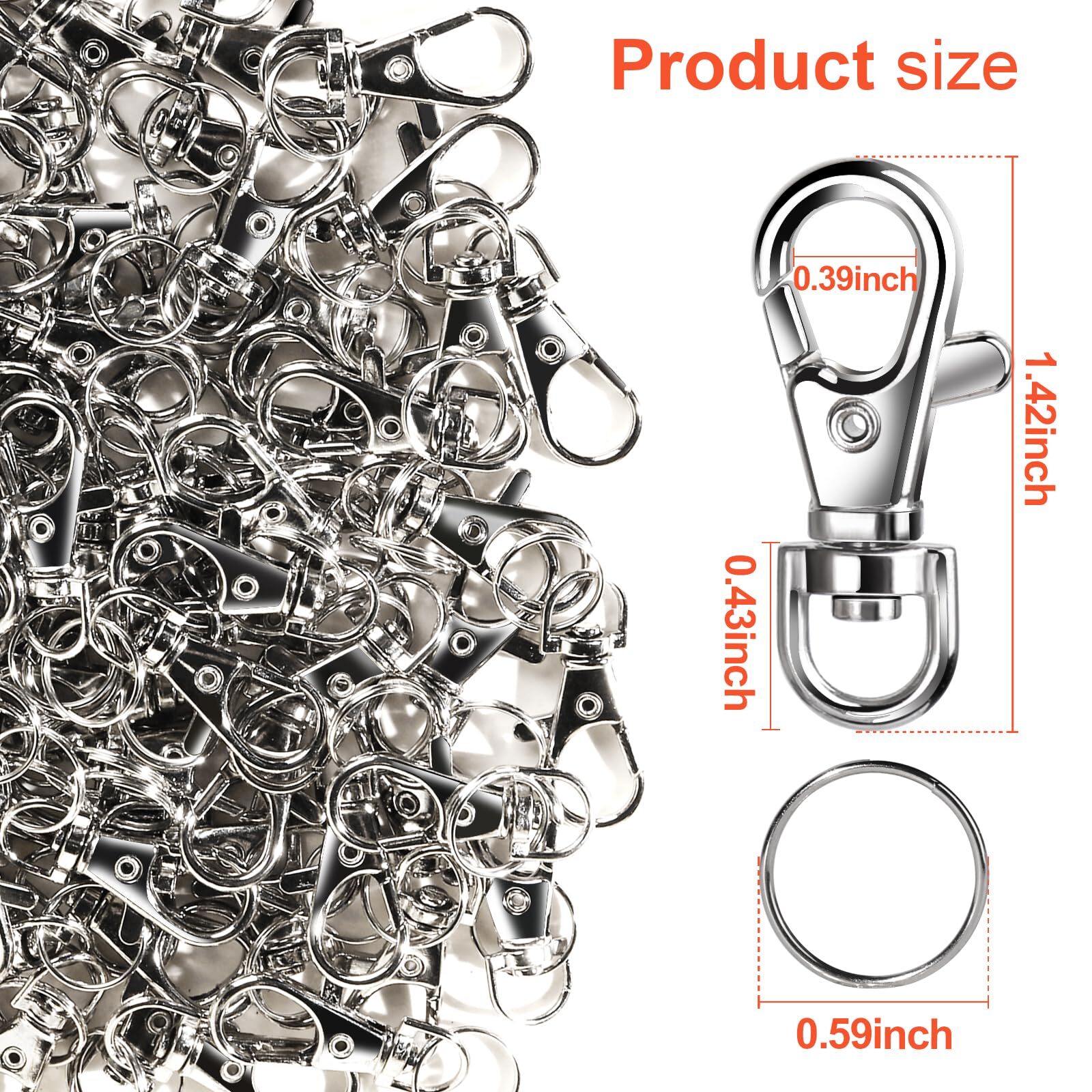 60PCS Metal Swivel Snap Hooks and Key Rings for Keychain Clip,Art Crafts
