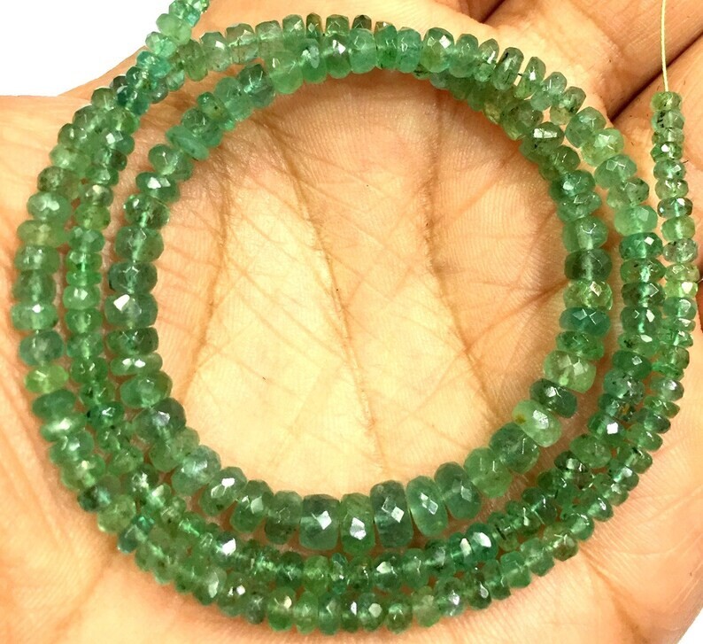 Top Quality Natural Zambian Emerald Rondelle Beads Great Luster Gemstone Beads.