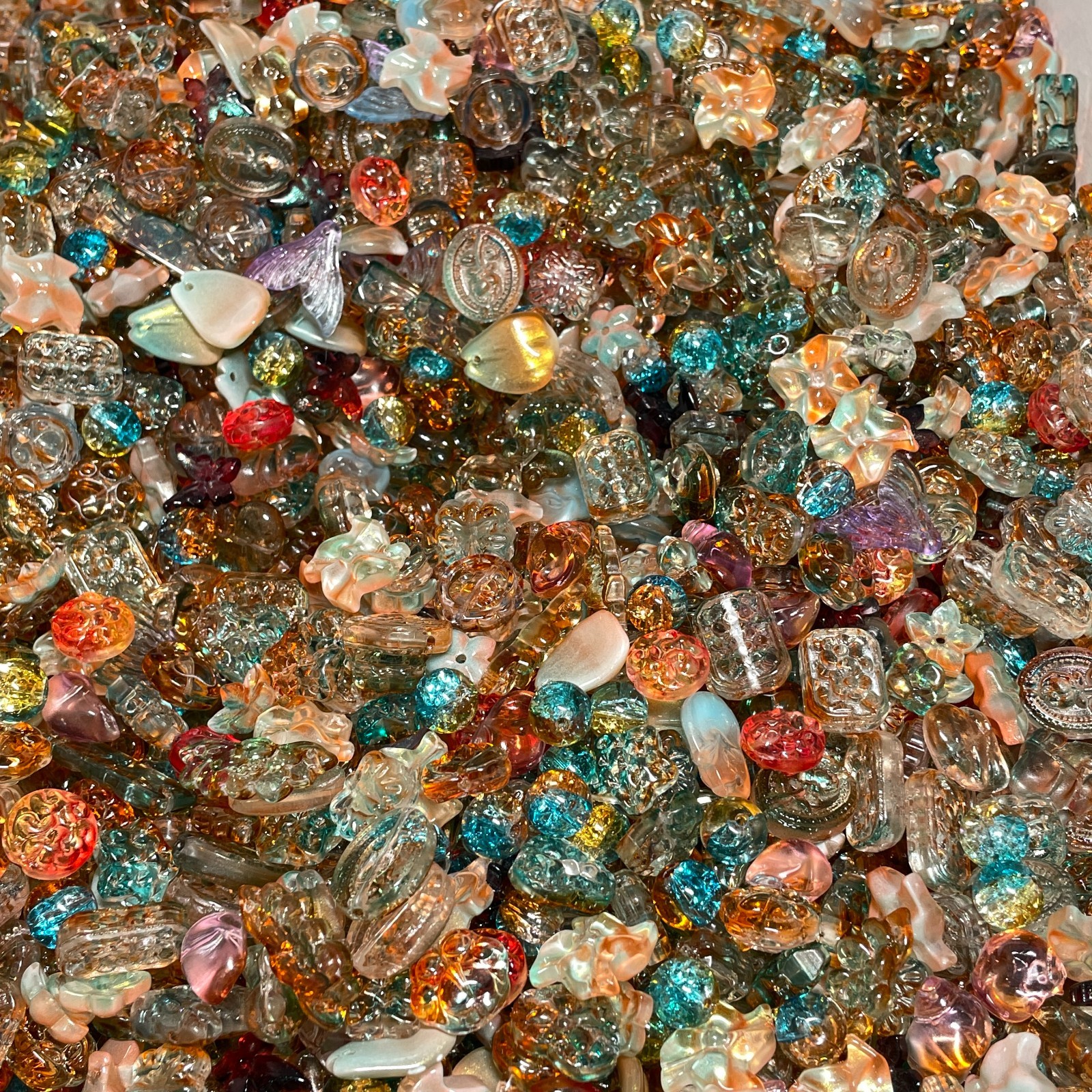 100g Mixed Glass Beads Handmade Fired Iridescent Jewelry Making Craft Supply