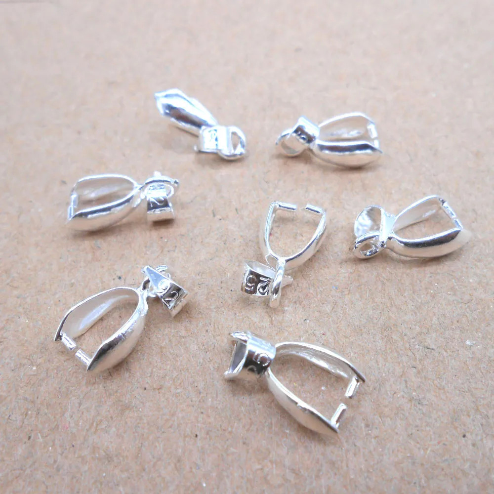 10pc 925 Sterling Silver Bail Connector Pinch Clasp Pendant DIY Jewelry Making