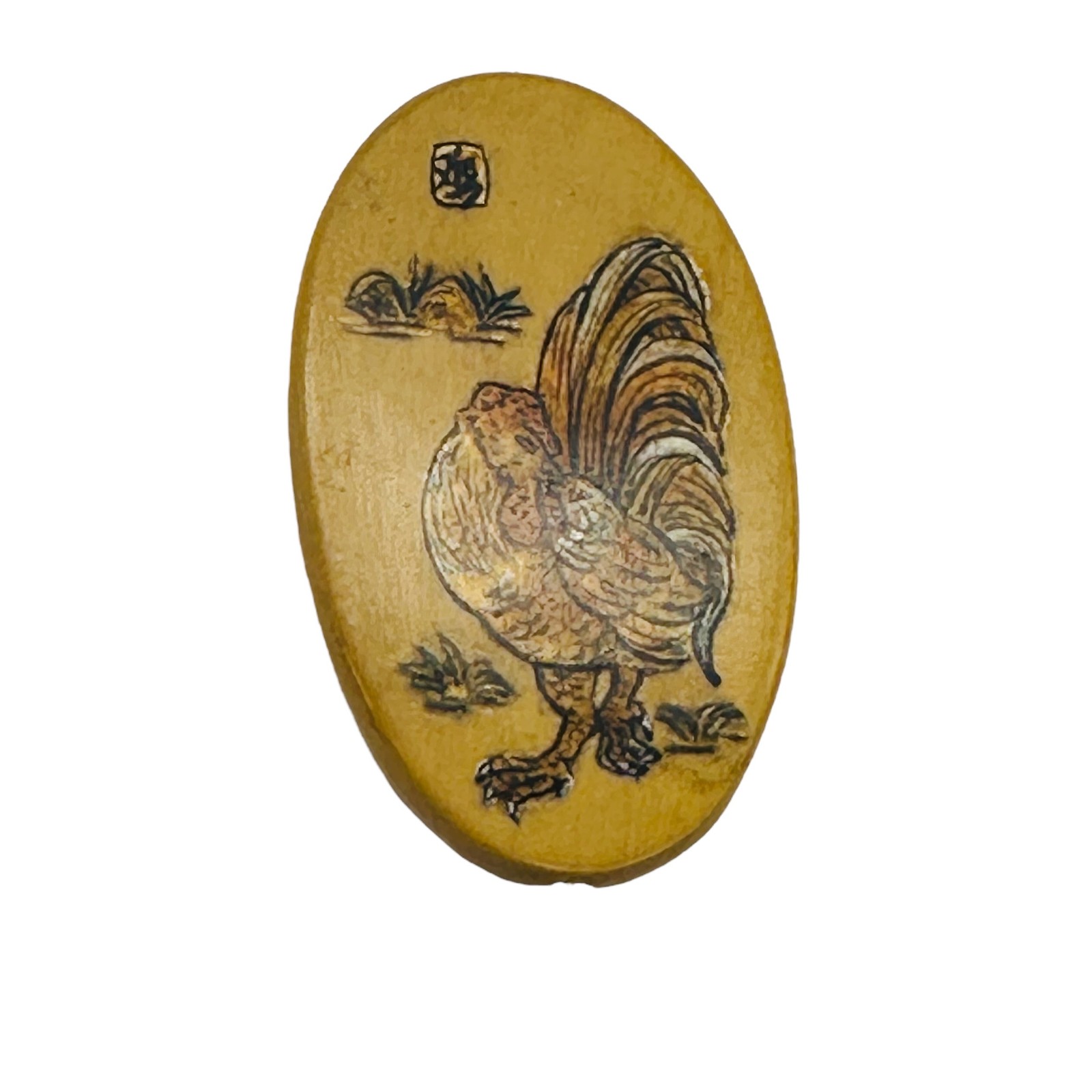 Chinese Year of the Rooster Pendant Bead | 1 Pendant Bead | 2″ Long | Tan, Brown