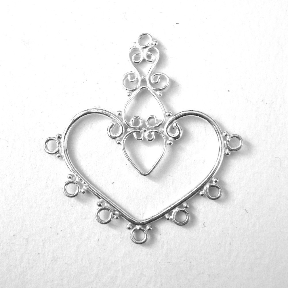 MS Elaborate Chandelier (1) Piece 30mm wide 40mm long Bright Bali Sterling