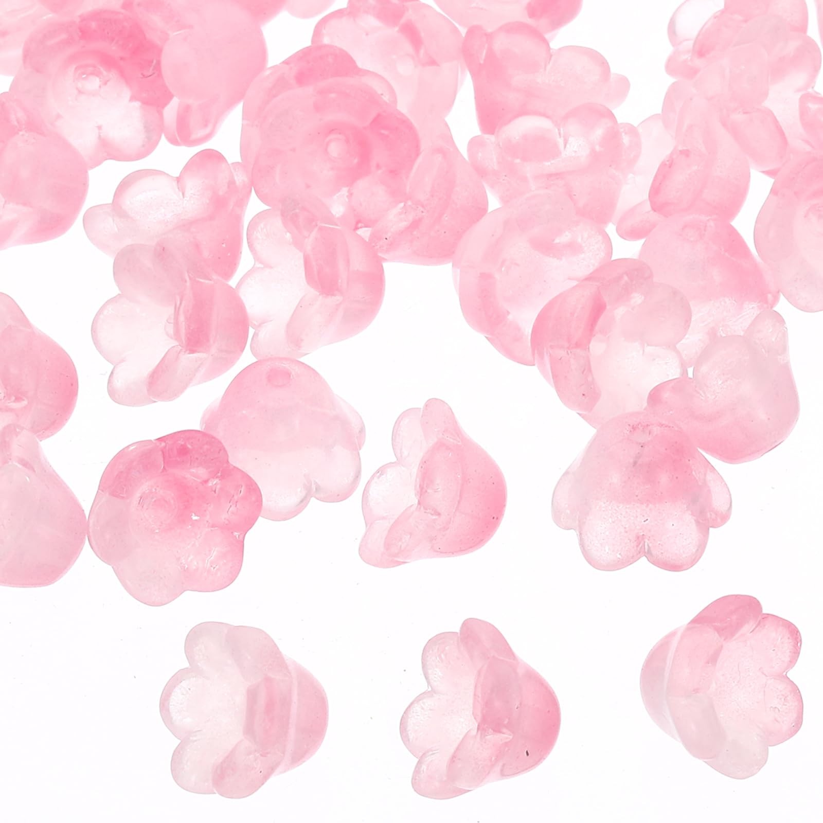 Glass Trumpet Flower Beads, 50 Pcs Gradient Flower Bead Charm for Jewelry Mak…