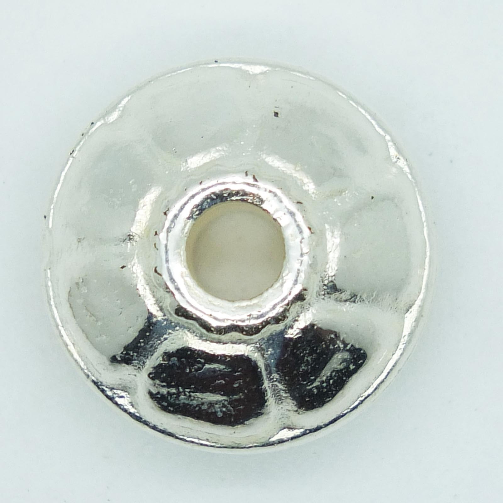 16mm Wagon Wheel Metalized Large Hole Beads Bright Silver Finish pk/8