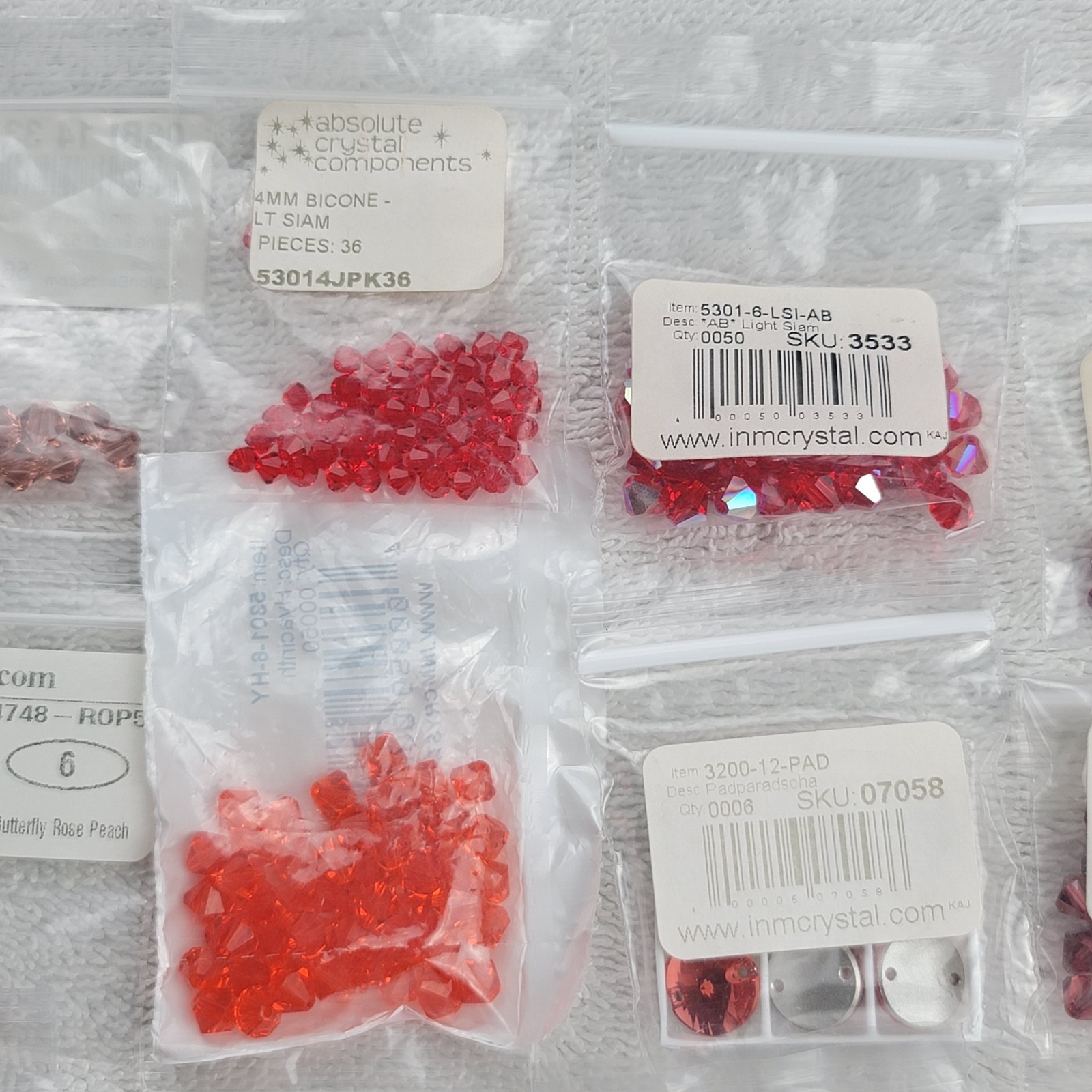 Swarovski Crystal Bead Pendant Lot Pink Red Peach Burgundy Mixed Qty