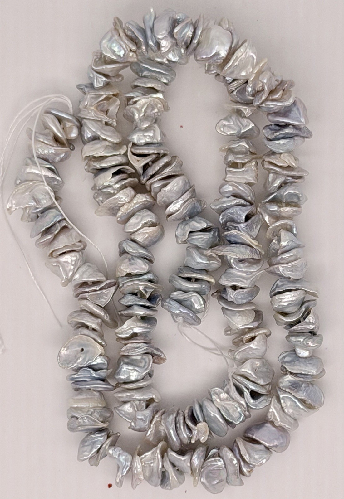 16” Strand Of 5mm Keishe Pearl Beads Fresh Water Pearls Silvery Grey Jewelry Art