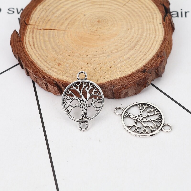 Tree Of Life Charms 28mm Antique Silver Plate Connectors C7013 – 10, 20 Or 50PCs