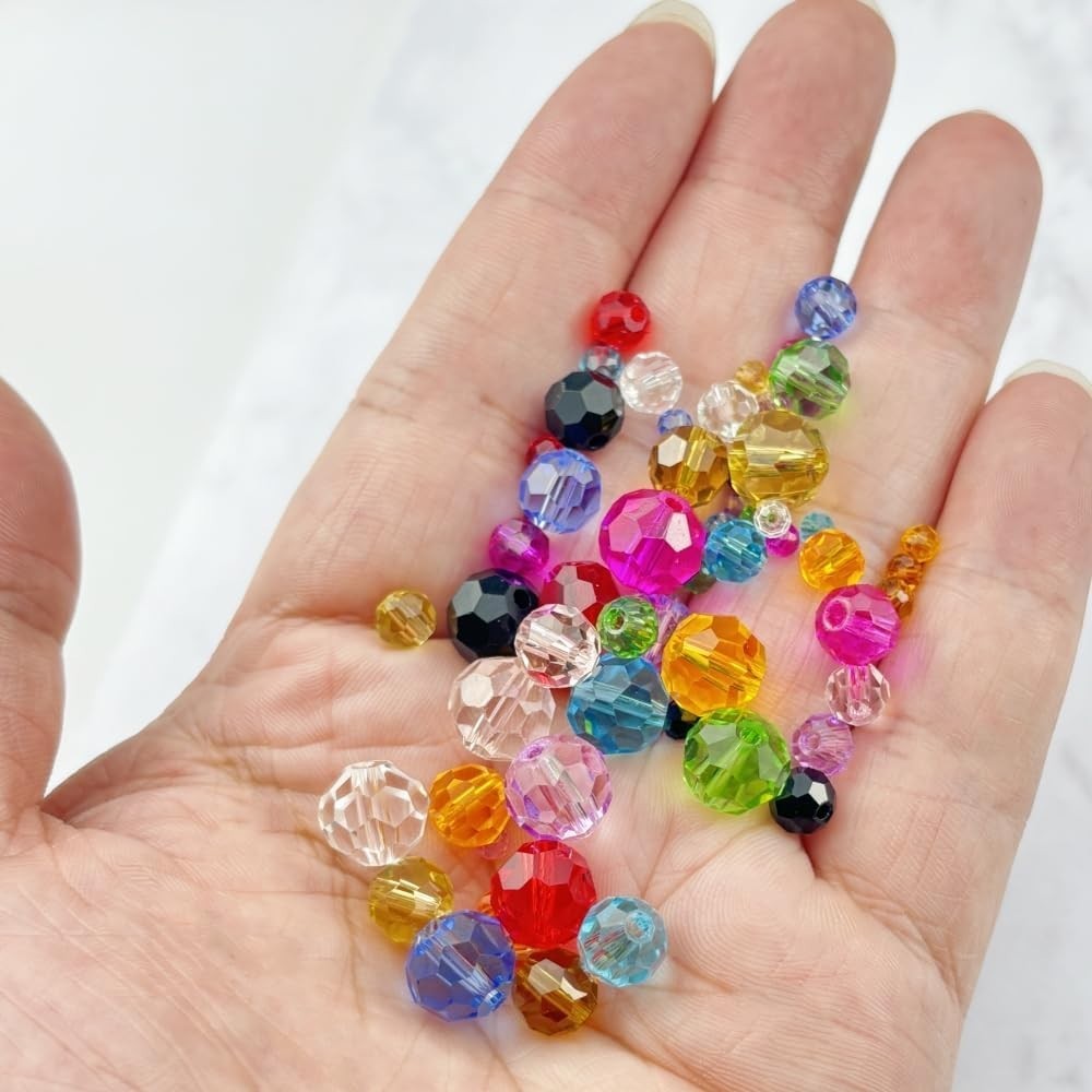 480Pcs Crystal Glass Beads 3Mm 4Mm 6Mm 8Mm 10Mm round Faceted Glass Spacer