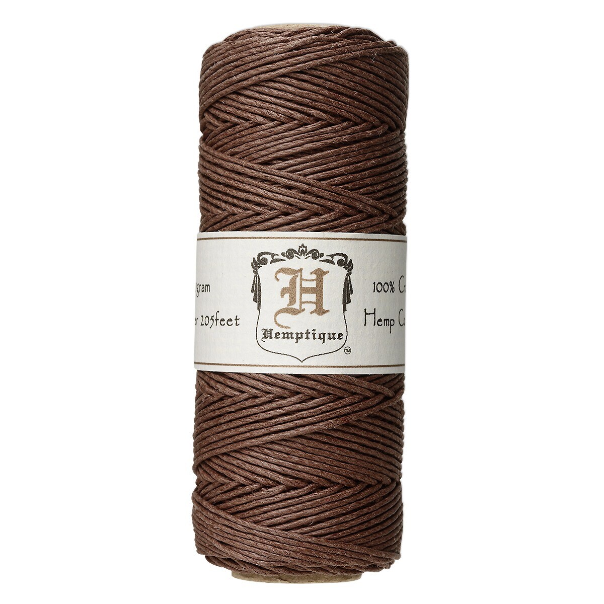 Cord, Hemp, Dark Brown, 205 Foot Spool Smooth Polished 1mm Diameter 3 Ply V