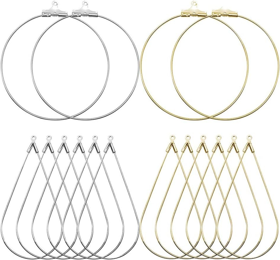 80Pcs Beading Hoop Earrings for Jewelry Making,Round Beading Hoops Earrings Bulk
