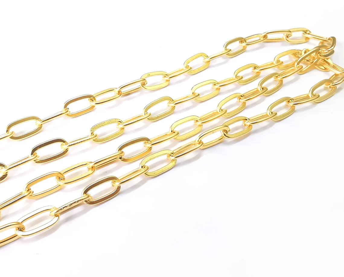 Oval Cable Matte Gold Plated Chain (12x6mm) 1 Meter – 3.3 Feet jewelry Parts